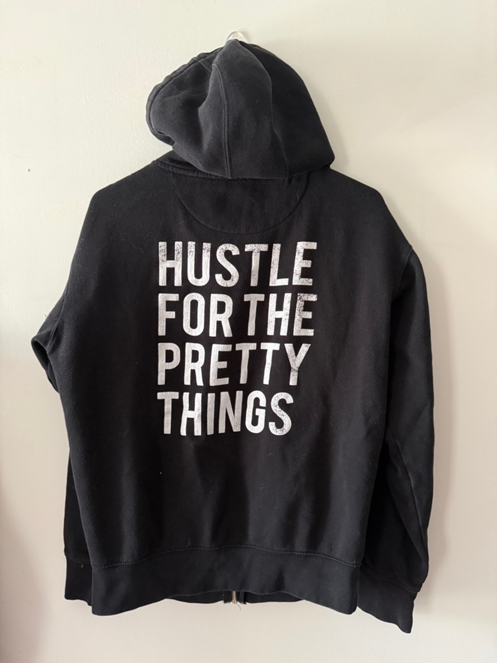 Hustle for the pretty things black zip up hoodie